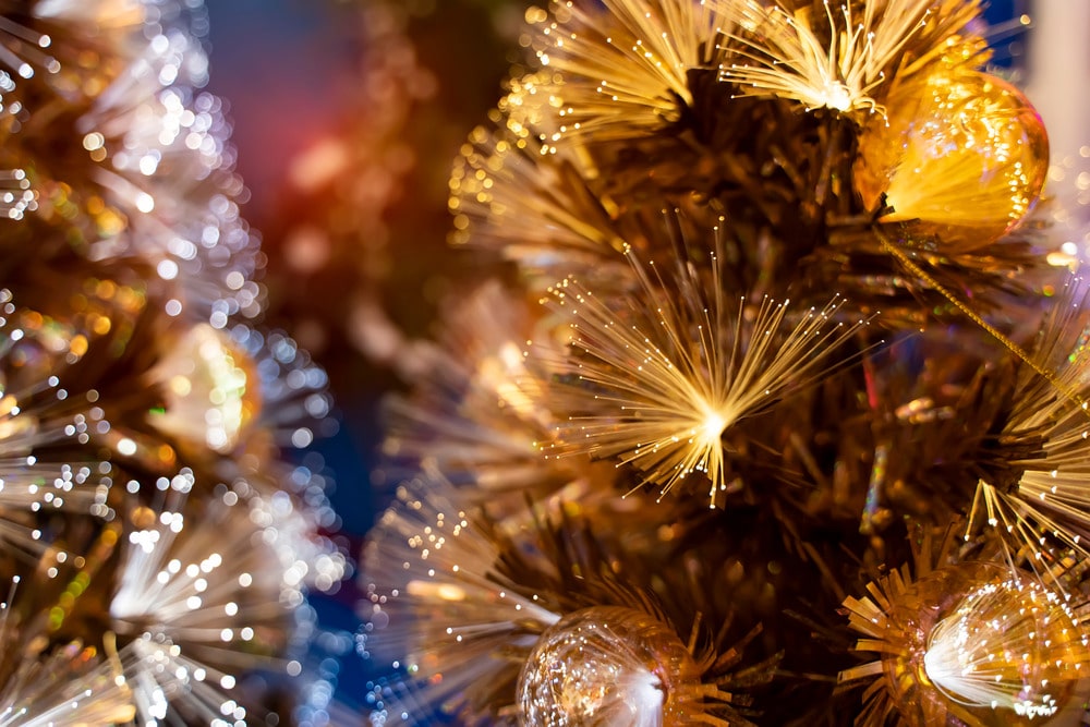 Close up of a fibre optic Christmas tree